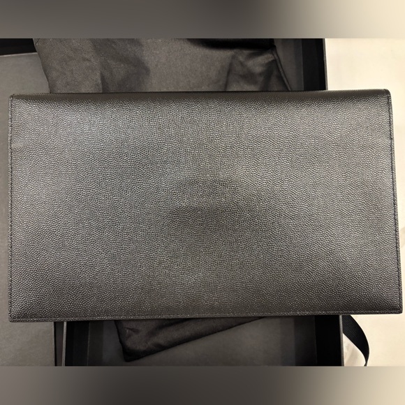Saint Laurent Black Leather Envelope Clutch - Picture 6 of 8